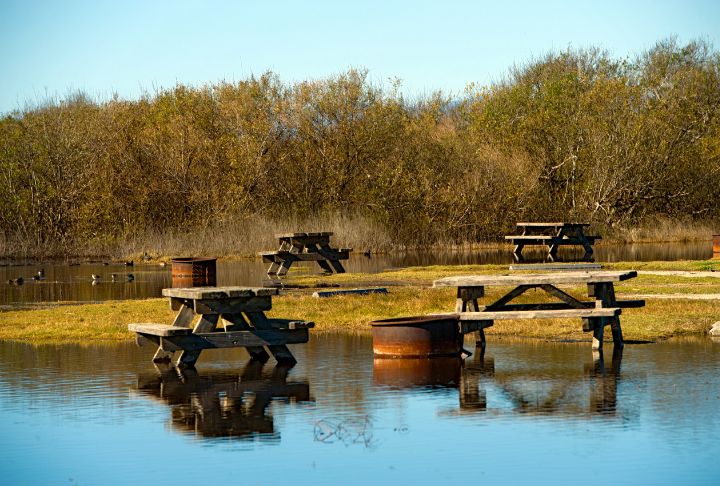 A flooded campground.